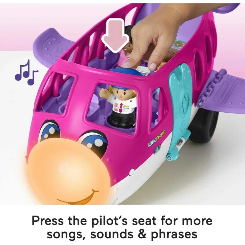 Avion jouet Little People avec lumières, musique et 3 figurines, avion de réplique, jouets pour tout-petits