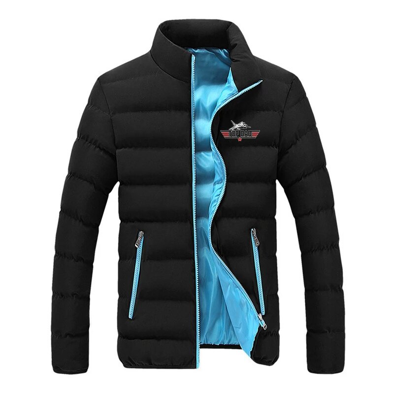 TOP DAD TOP GUN Movie Men's Autumn and Winter Printing Stand Collar Four-color Cotton-padded Jacket Keep Warm Coats Tops