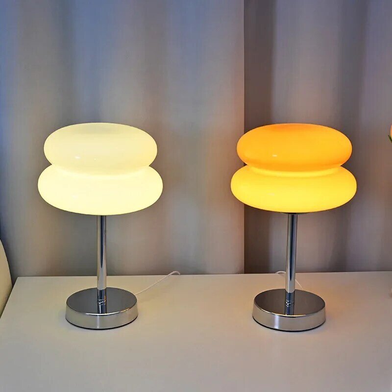 Eierkuchen Glas lampe mit LED dreifarbige Glühbirne Ornament Tisch leuchte für Schlafzimmer Wohnzimmer Hotel Studie dekorative Nachtlicht