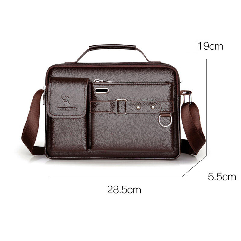 Skóra PU dla mężczyzn moda na ramię biznes Crossbody torby torebki czarna torba mężczyźni teczki na laptopa torba z paskiem na ramię 2022new