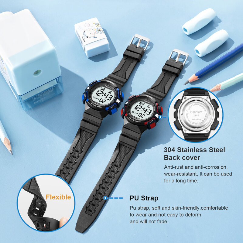 HEARKENT-Montre-bracelet numérique pour enfant, garçon et fille, horloge électronique, avec alarme DNono