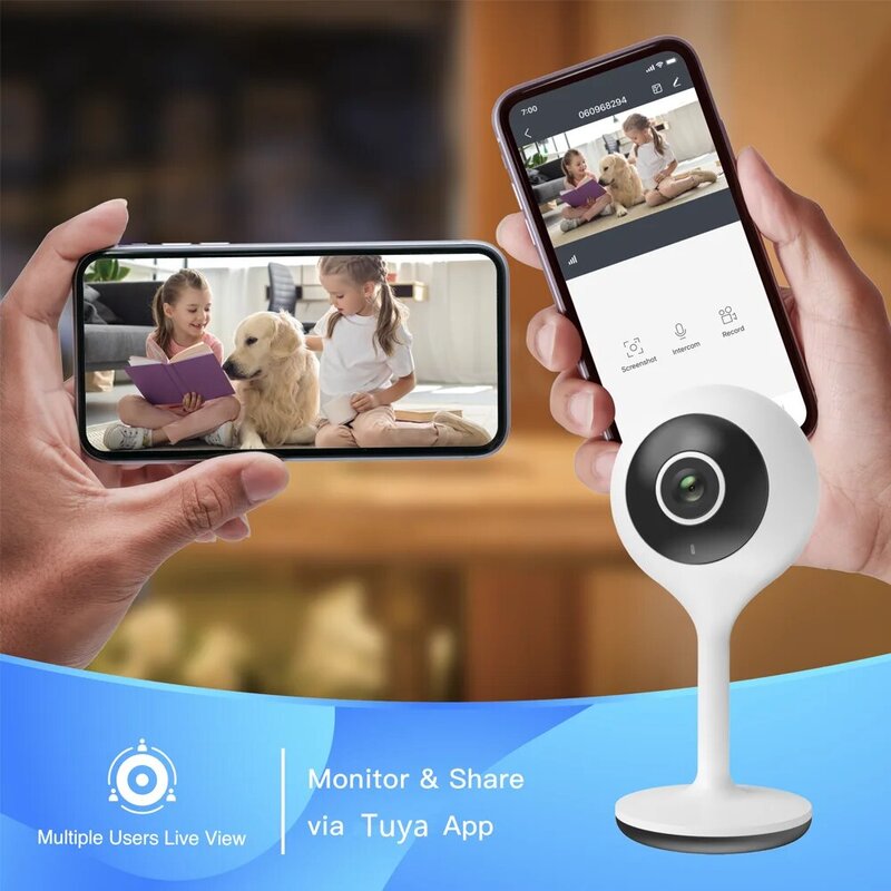 Caméra de sécurité intérieure Tuya Smart Home, caméra de surveillance Wi-Fi, mini moniteur pour bébé, protection de la vie intelligente, nouveau, 2 pièces