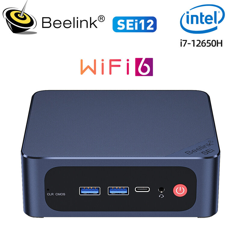 Beelink-PC de jeu de type C, SEi12 Intel 12th i5 12450H SEi 12 Pro Intel i7 12650H16G DDR4 SEi10 1035G7 3200MHz 500G SSD Wifi6 1260P