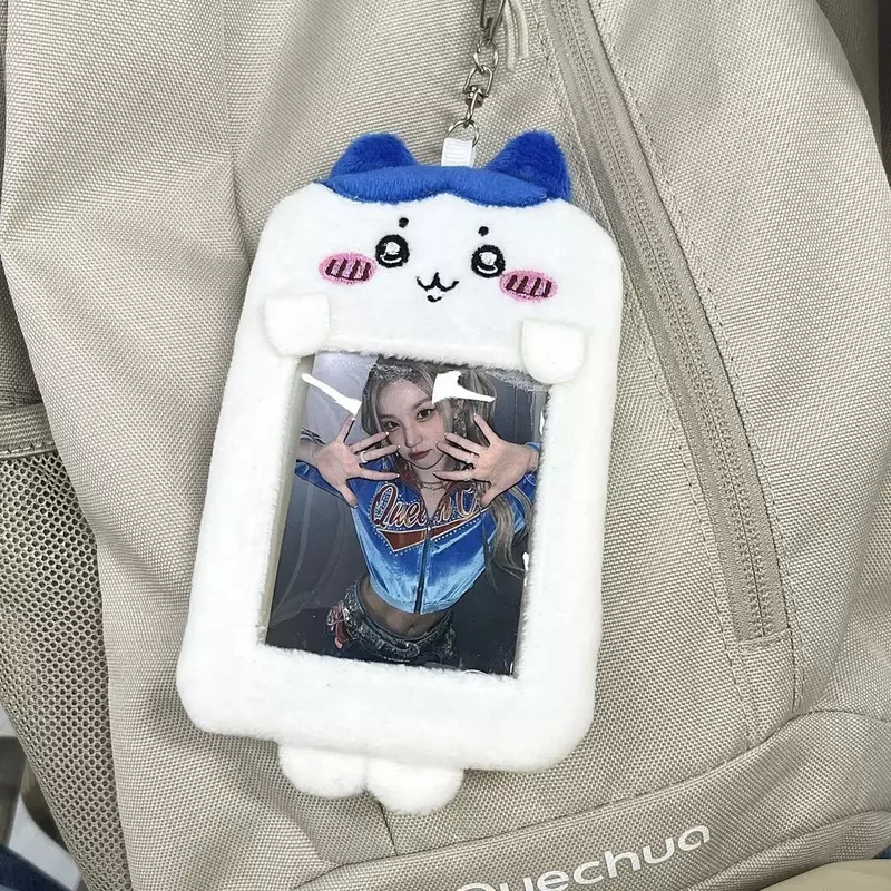 NEW Cartoon Plush Photocard Holder  ちいかわ ハチワレ Series 3 Inch  Photo Card Holder Bag Pendant School Stationery Girl Gifts
