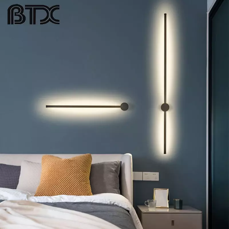 Nordic LED LightสำหรับHome Ironยาวข้างเตียงทางเดินโคมไฟทางเดินบันไดโคมไฟห้องนั่งเล่นพื้นหลังLine