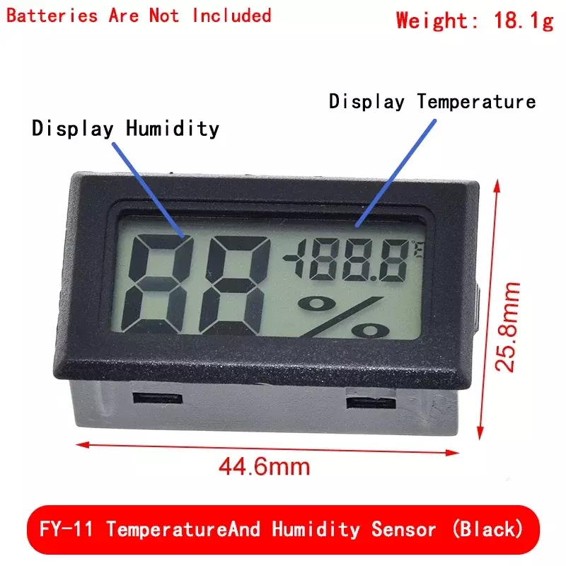 ปรอทวัดไข้ดิจิตอล LCD ขนาดเล็กใช้สำหรับเครื่องวัดความชื้นอุณหภูมิ-50-110 ℃ เซ็นเซอร์ตู้เย็นในร่มและกลางแจ้ง