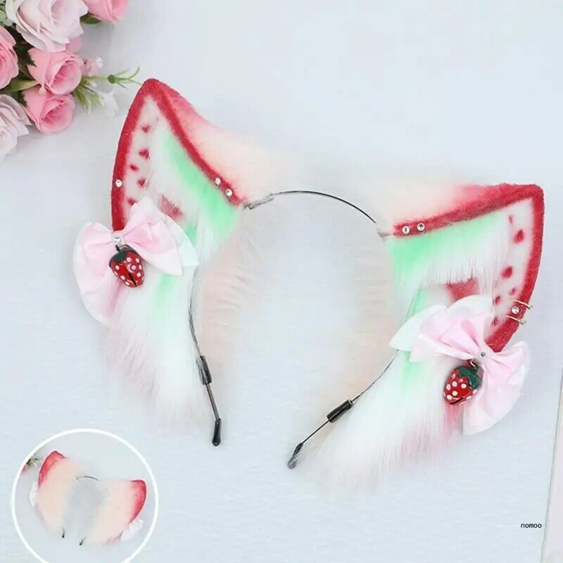 All-match Plush Lolita Animal Cosplay Headband Strawberry for Cat Ears Headdress
