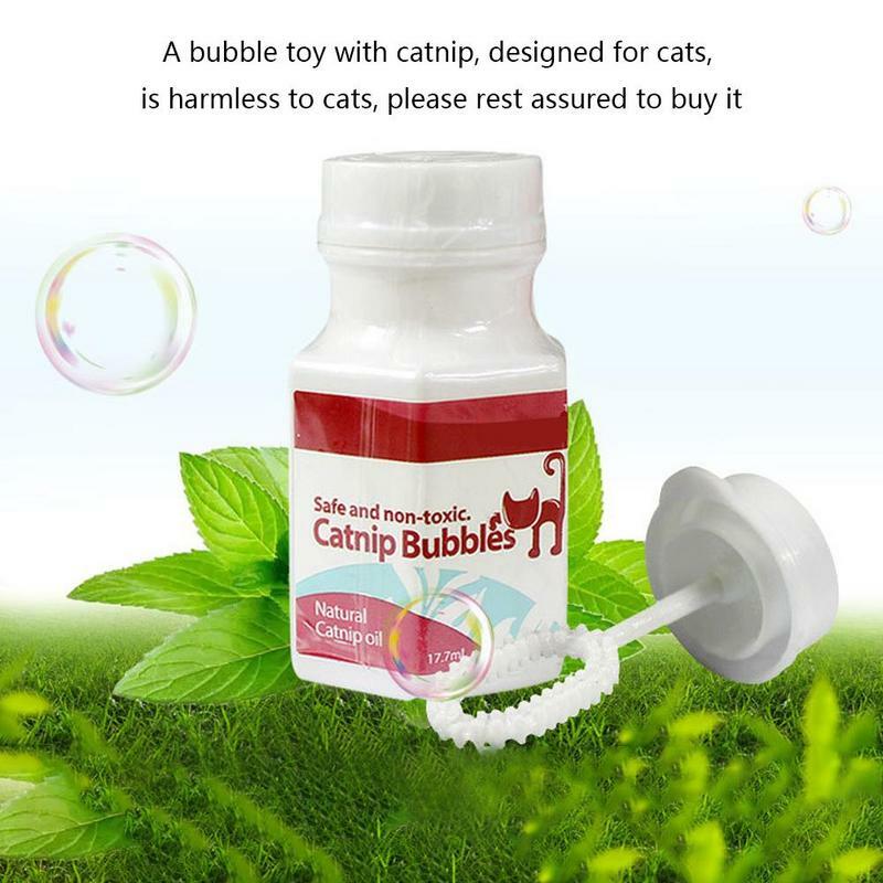 Juguetes de burbujas de hierba gatera, solución de burbujas de hierba gatera, juguete interactivo divertido e inofensivo, sabor que hace que el gatito Excite, 0,6 oz