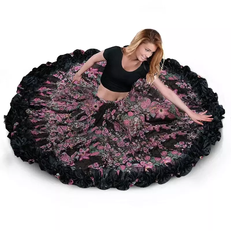 Taniec brzucha szyfonowa plemienna Bohemia cygańska 25 jardów 720 długa spódnica spódnica Flamenco taniec brzucha cygańska plemienna spódnica ATS