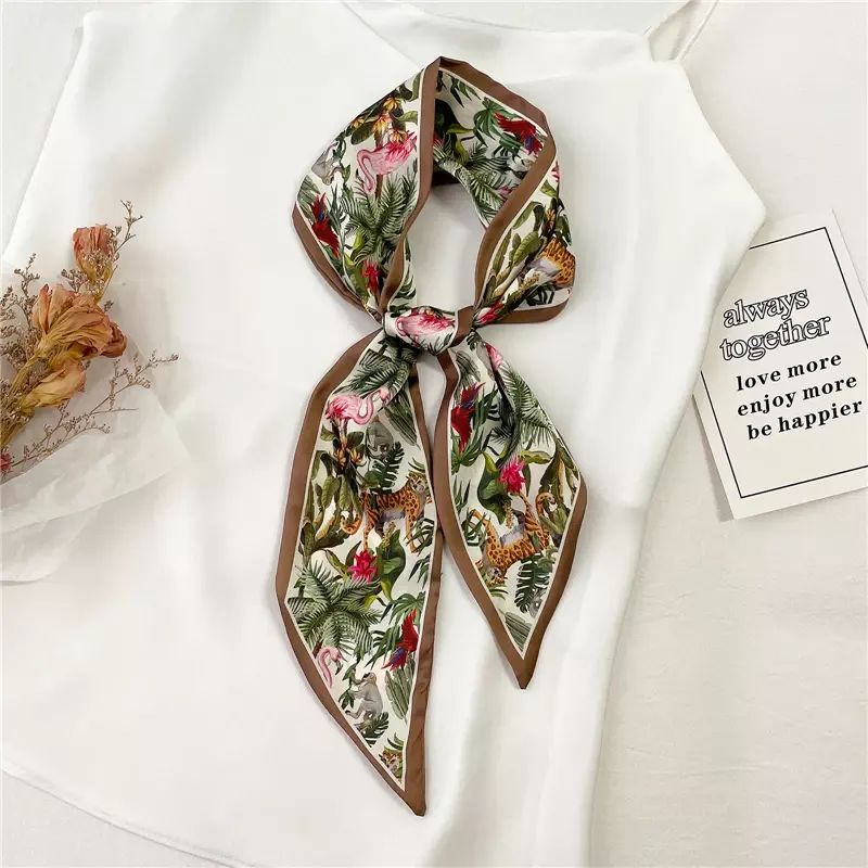 Женская шелковая атласная повязка для волос, шарф, галстук с модным принтом, женская сумка для рук, полотенце, головной платок, женский платок