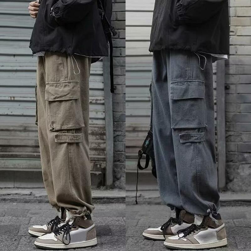 Pantalon cargo streetwear avec plusieurs poches pour homme, entrejambe respirant, confortable, At Fit, fjRetro