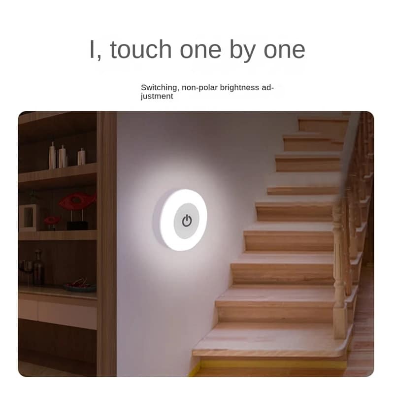 LED Touch Sensor Night Lights 3 Modes Magnetic Base Wall Light USB Rechargeable Round Portable Dimming Soft Light