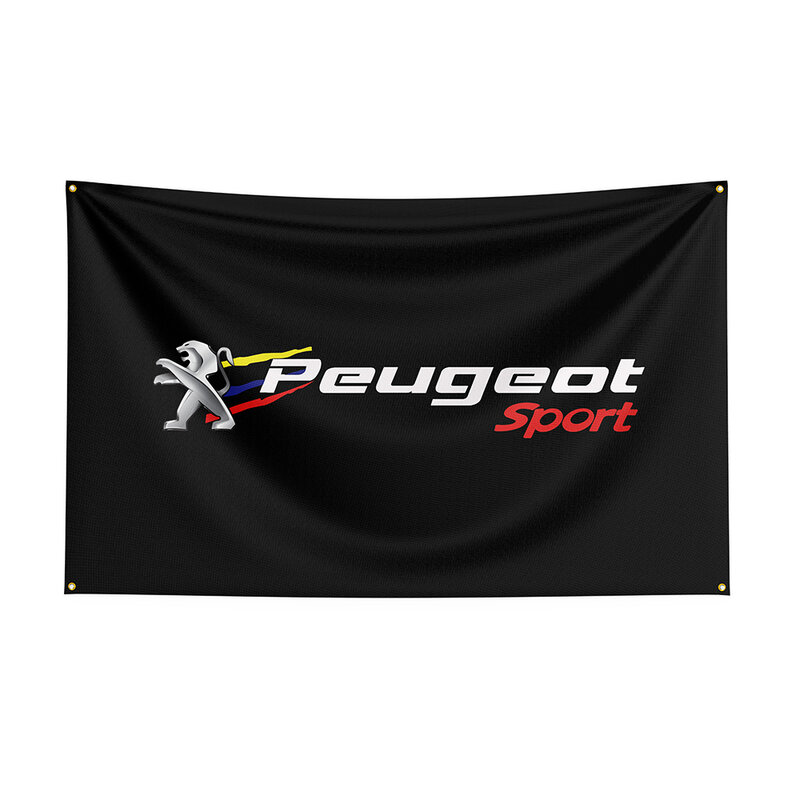 Bandera de Peugeot para decoración, cartel de poliéster impreso de coche de carreras, 90x150cm