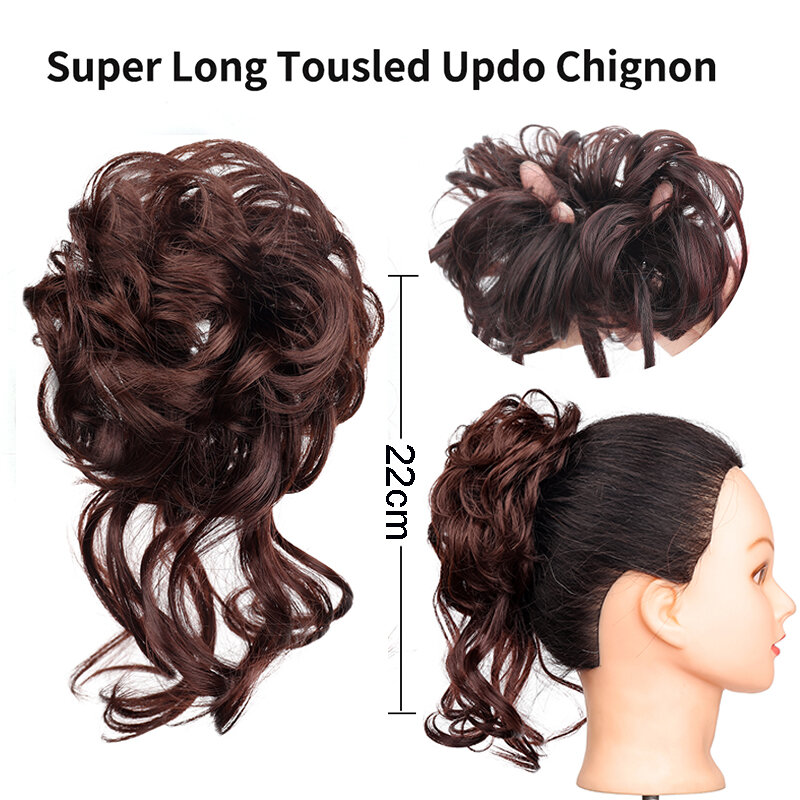 Manwei Synthetisch Krullend Donut Chignon Met Elastische Band Scrunchies Messy Bun Updo Haarstukken Extensions Voor Vrouwen