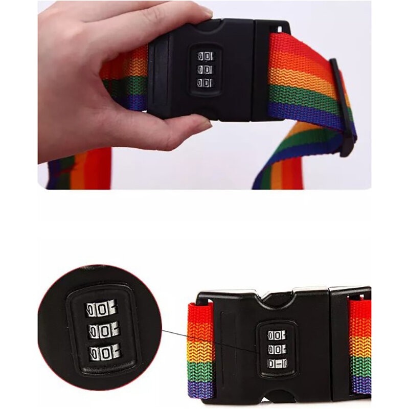 2Meters Rainbow Password Lock Packing Luggage Bag With Luggage Strap 3 Digits Password Lock Buckle Strap Baggage Belts