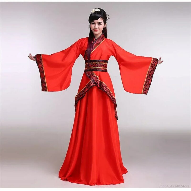 Traje nacional hanfu feminino, antigo cosplay chinês, roupas de senhora, vestido de palco, 2023