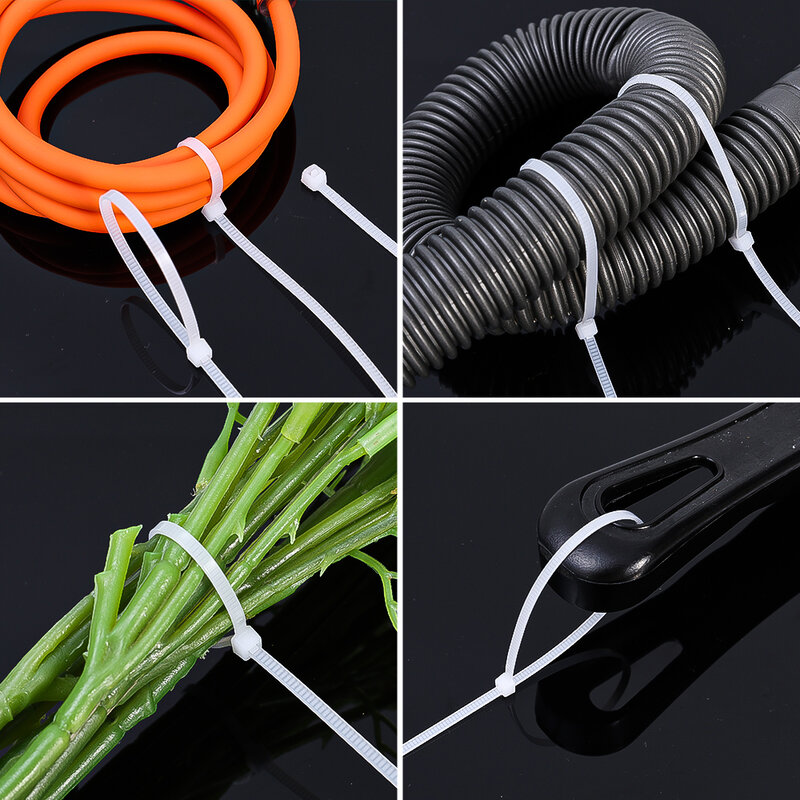 200/100Pcs Nylon Cable Ties Adjustable Self-locking Cord Ties Straps Fastening Loop Reusable Plastic Wire Ties For Home Office