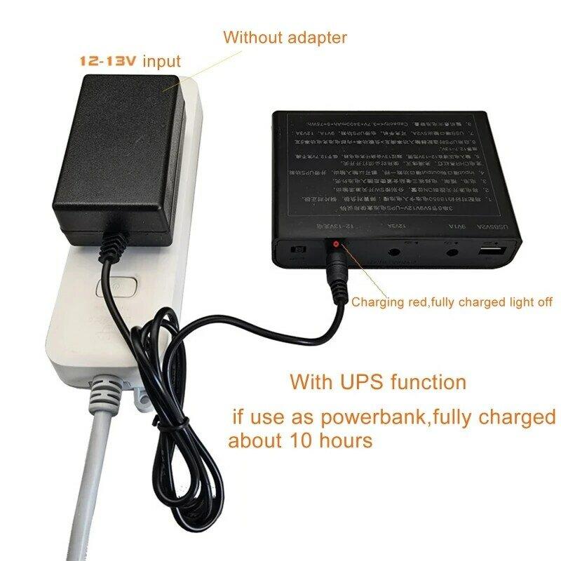 DIY 18650 Bateria 5V USB + 9V 12V 5,5x2,1mm UPS Fonte alimentação Caixa para roteador WiFi