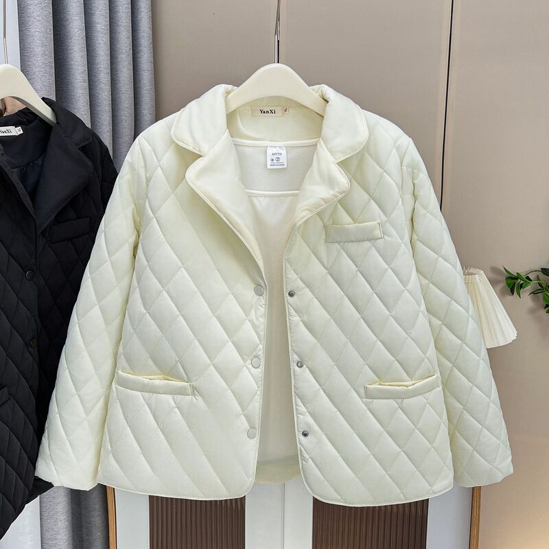 Fashion Tailored Collar Lightweight Parka Women Autumn Winter 2023 Plus Size Casual Clothing Padded Coat Thermal Wadded Jacket
