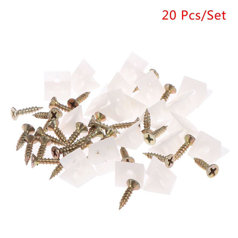 20Pcs/Lot 45 Degree Angle Plastic Corner Bracket Block For Furniture With Screws