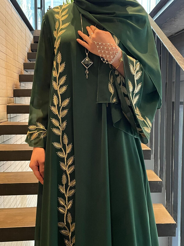 Abaya musulmana Eid para mujer, vestido bordado con bufanda, conjunto de 2 piezas, túnica larga árabe de Dubái, Abayas de Marruecos, para la cabeza caftán, hermoso