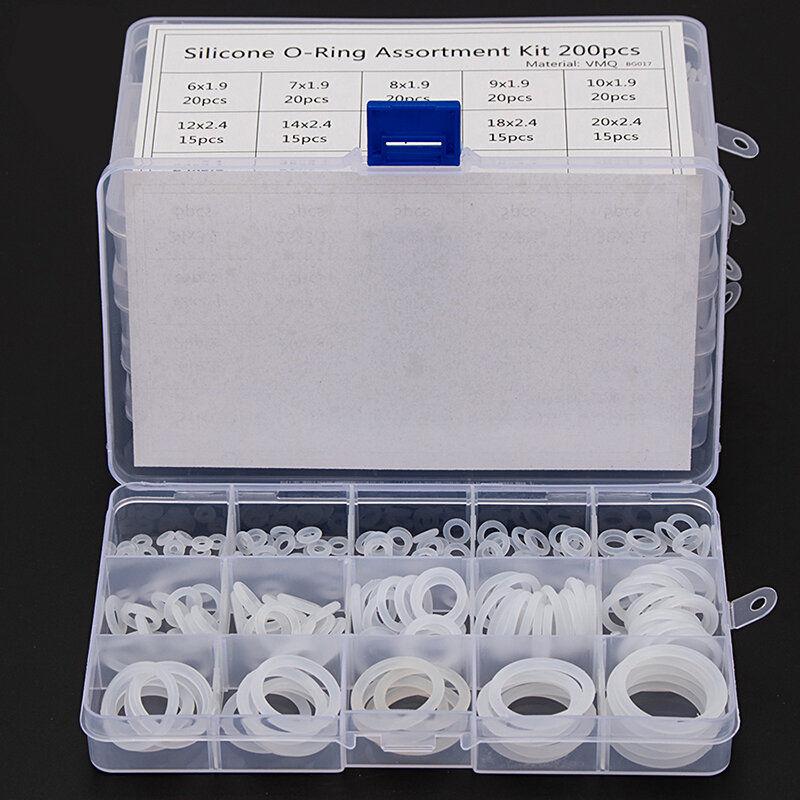 150 pces 160 pces que selam o anéis de silicone branco replacements sortimento kit od 6mm-30mm cs 1mm 1.5mm 1.9mm 2.4mm BG020-021-022-023 mm