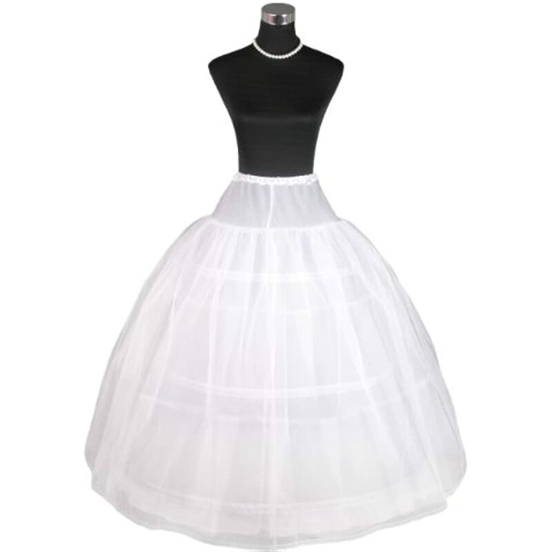 Women's 3-Hoop 2-Layer Bridal Net Petticoat Prom Underskirt S-XL White