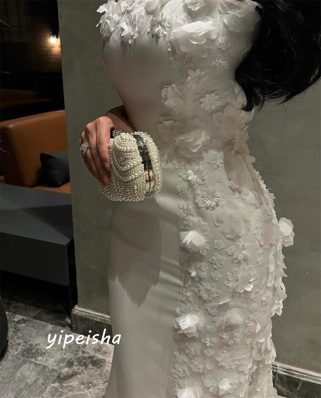Yipeisha Prom Dress Mode Maten Beschikbaar Spaghettiband A-Lijn Applique Anke Lengte Rokken Charmeuse Avondjurken