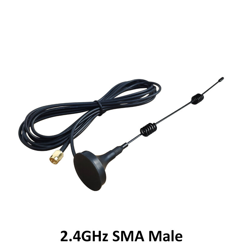 Antena Wifi de 2,4 Ghz SMA macho y hembra, RP-SMA, 5dbi, 2,4G IOT, base magnética, ventosa, cable de extensión de 3 metros