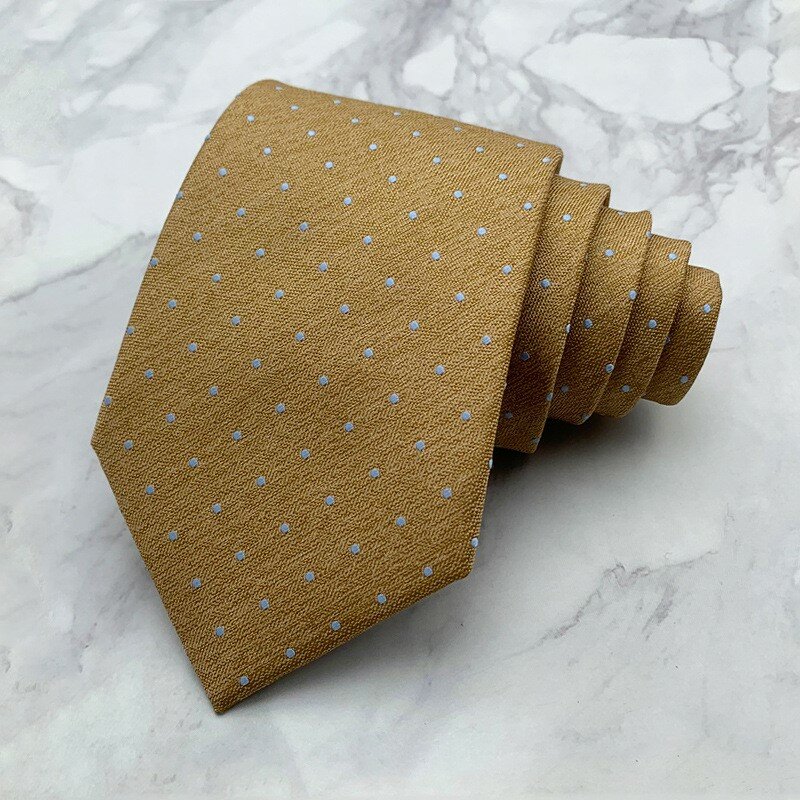 MUGIVALA dasi 8CM untuk pria, pakaian bisnis pesta kerja dasi kopi motif titik bergaris untuk anak laki-laki