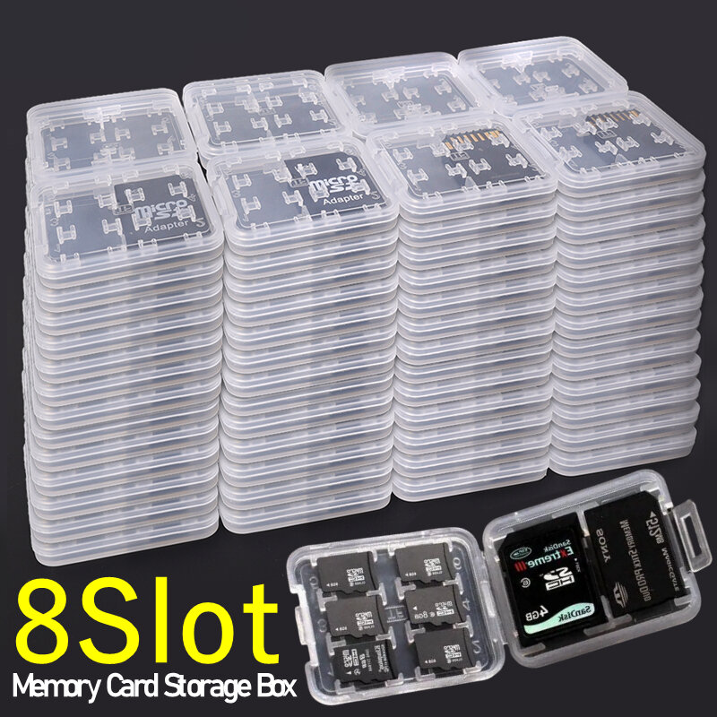 Micro SIM Memory Card Protective Box, 8Slots, TF, SD, HC, MSPD, Storage Card Holder, Anti Lost Case, Computer Office Supplies, Novo, 1 Pc, 5Pcs