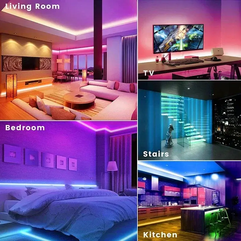 Strisce luminose a LED 5050 striscia luminosa a Led RGB WiFi colori a nastro flessibile che cambiano diodo luminoso illuminazione a Led arredamento della stanza solo spina europea