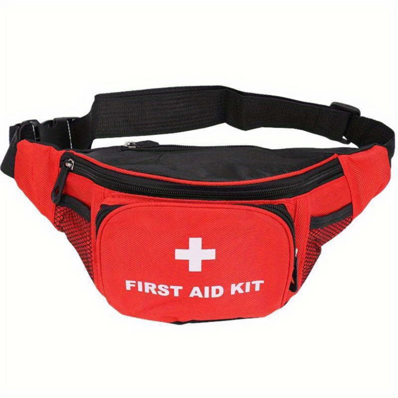 First Aid Fanny Pack Medical Storage Red Travel Rescue Waist Bag Empty Pouch Compact Survival Medicine Pocket Container