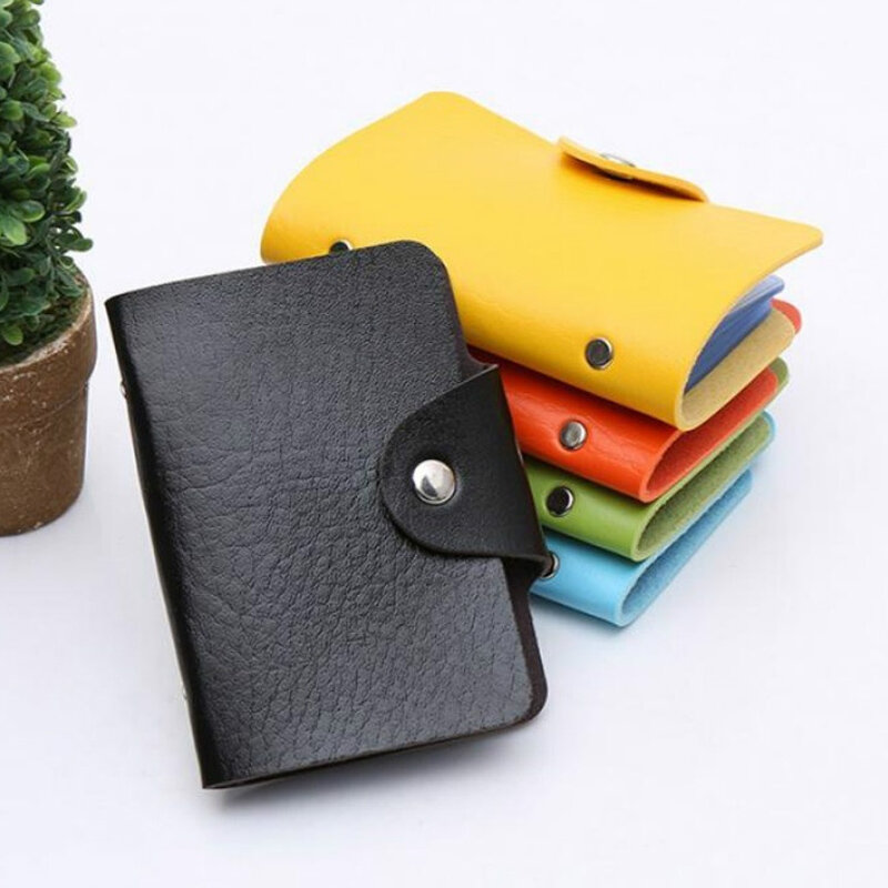 24 Bits Credit Card Holder Business Bank Card Pocket Leather Large Capacity Card Cash Storage Organizer Case ID Holder Pouch