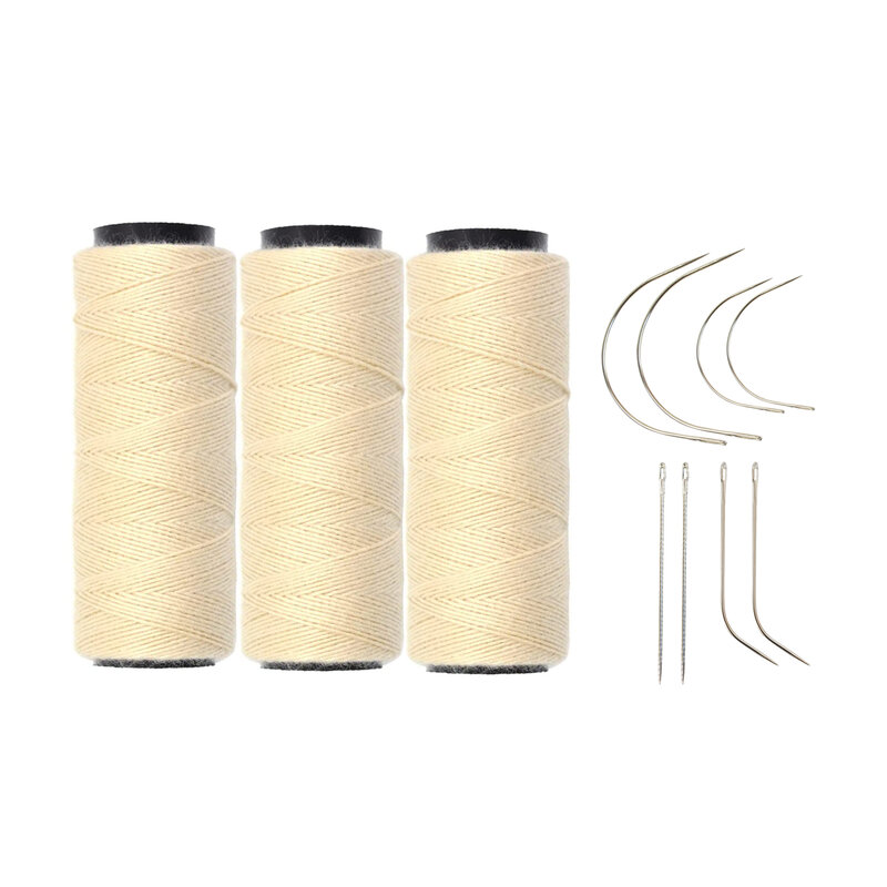 8 Pieces Sewing Needle Set with 3 Rolls Sewing Threads Weaving Threads for Making Wigs Hand Sewing Hair Weft DIY