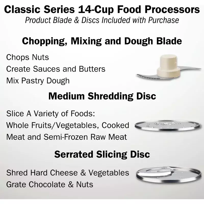Cuisinart-procesador de alimentos de acero inoxidable, picadora de verduras de 14 tazas para picar, hacer dados, triturar, hacer puré y amasar masa