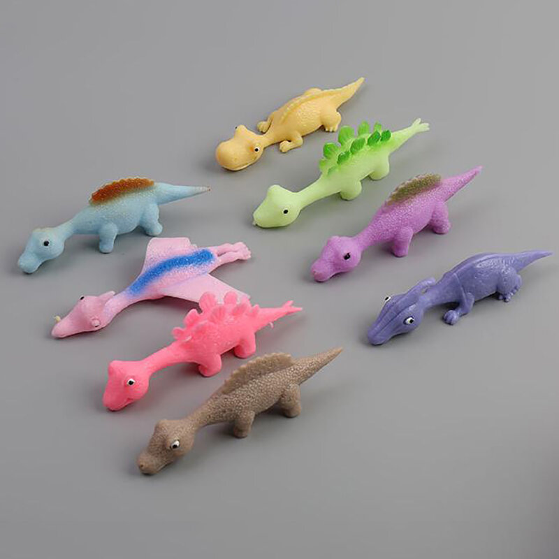 伸縮性のある飛行恐竜のパチンコ,猫のおもちゃ,ソフト接着剤,楽しい,実用的,指,粘着性の減圧玩具,5個