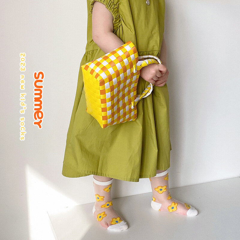 Chaussettes d'été pour filles, en maille, motif floral, en coton, pour enfants de 1 à 12 ans, collection 2024