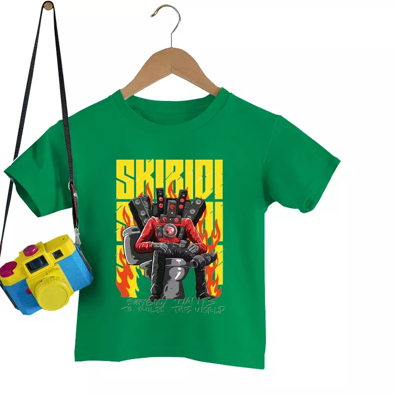 Skibidi-Kawaii Toilet Print T-shirt para crianças, roupas de desenhos animados casuais, camisetas anime para meninas, roupas infantis