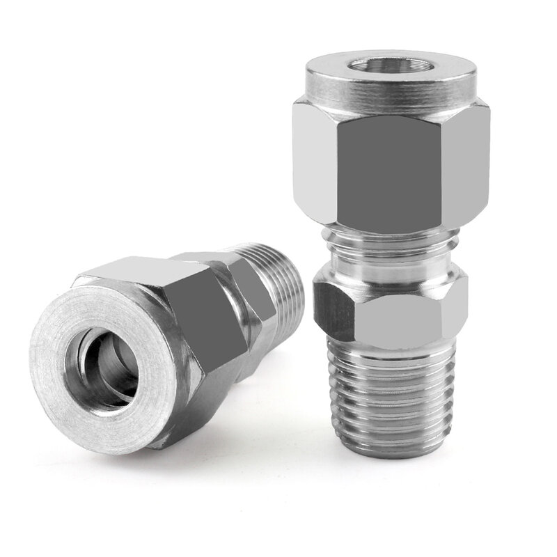304 Stainless Steel ZG 3 4 6 8 10 12 16mm 1/8" 1/4" 3/8" 1/2" OD Pipe Double Ferrule Tube Fitting Connector