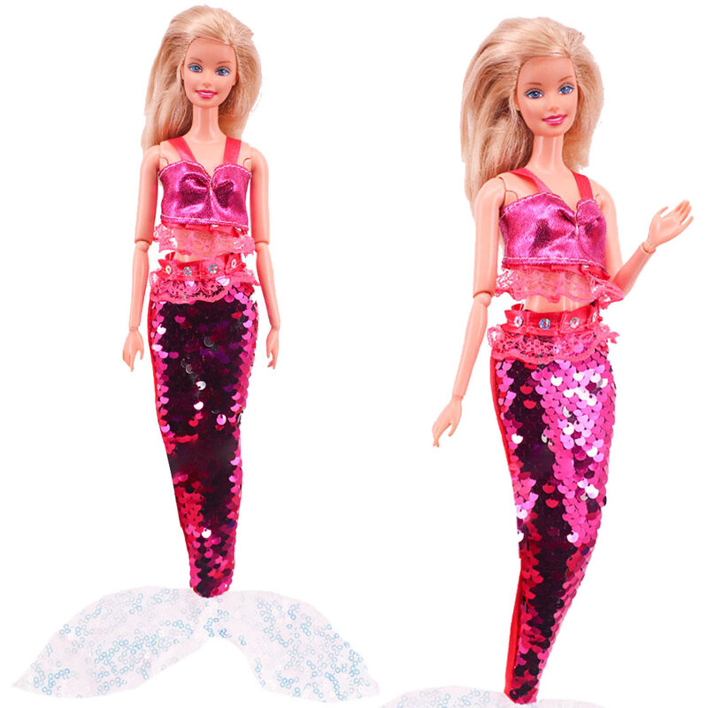 Puppen kleider für Barbiees glänzende Schönheit Fischschwanz Kleid Meerjungfrau Kostüm für Barbies Puppen kleidung Zubehör 1/3bjd Blyth Kleid