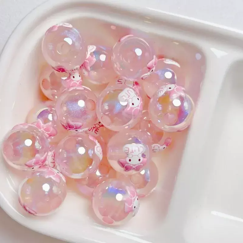 HelloKittile-Perles acryliques mymélodiles pour filles, perle ronde bricolage, bracelet, collier, pendentif, boucles d'oreilles, accessoires de bijoux, cadeau exécutif
