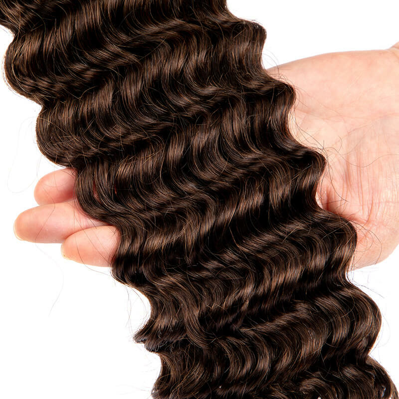 Наращивание человеческих волос, настоящие неповрежденные волосы, искусственные волосы 100 г/шт., темно-коричневого цвета, Пришивные шелковистые волосы с глубокой волной, двойные пряди 12-24 дюйма