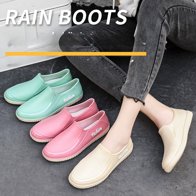 Moda damska płaska nowość obcasy trzewiki na deszcz Patchwork z kwiatowym wzorem buty przeciwdeszczowe wodoodporne buty damskie buty do wody 2023
