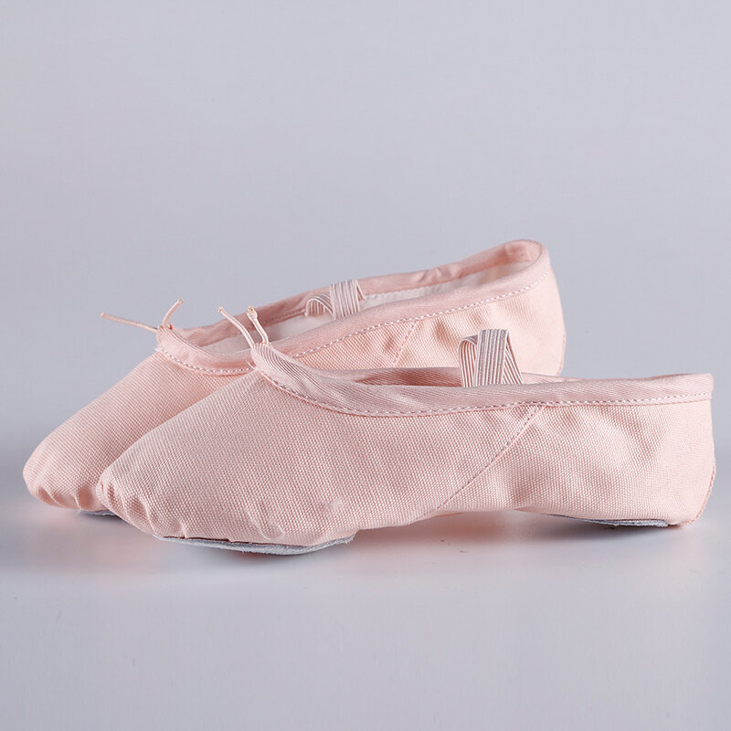 Sepatu Dansa Balleria Lembut Flat Balet Kanvas untuk Wanita Sepatu Olahraga Yoga Gym Bagian Luar Kulit Sapi Terpisah Sepatu Ujung Jari Wanita
