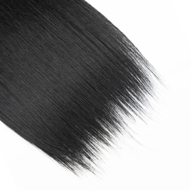 Synthetic Yaki Stragiht Hair Bundles 120g Thick Hair Exetensions Black Organic Fiber Long Bone Straight Fake Hair Full To End