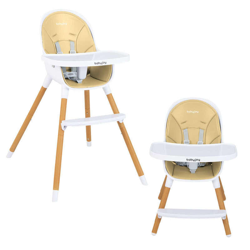 Babyjoy 4-in-1 Infant Feeding Chair Convertible High Baby Chair w/Adjustable Tray Beige