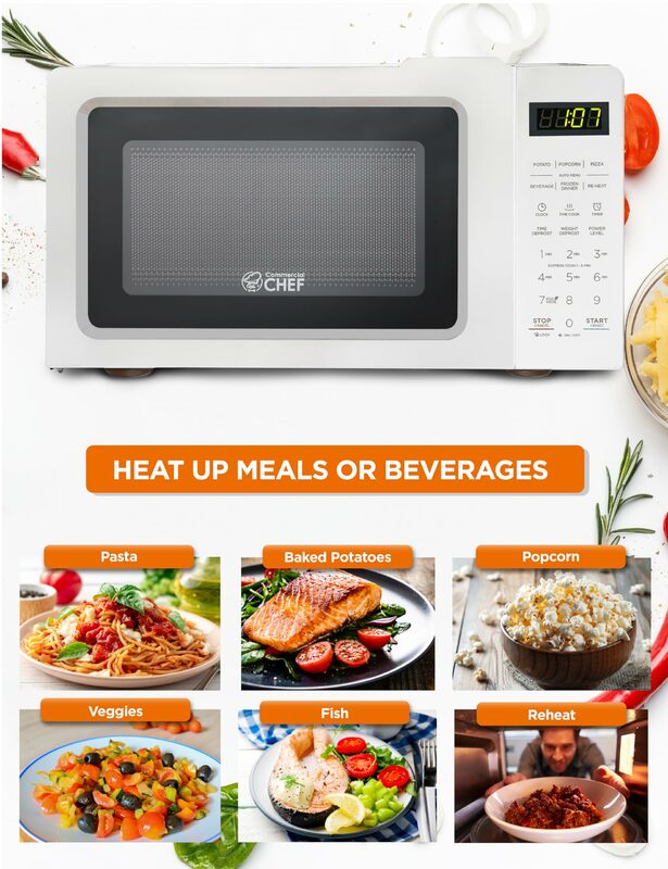 700W Countertop Microwave up to 99 Minute Timer and Digital Display, Small Microwave with Pull Handle, White