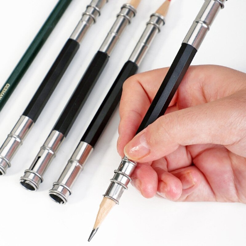 10 buah tempat pemanjang pensil, alat pemanjang pensil dapat diatur, perangkat kopling untuk seni menulis sekolah