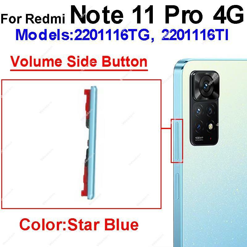 Kunci samping Volume atas/bawah, suku cadang perbaikan pengganti tombol Volume samping untuk Xiaomi Redmi Note 11 11S Pro Plus 4G 5G